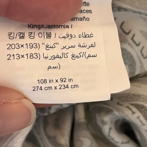 Pottery barn McKenna Paisley cal king organic cotton duvet cover white/ grey - Picture 11 of 12